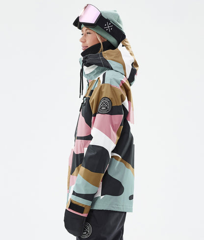 Snowboard Jacket Women Shards Gold Muted Pink