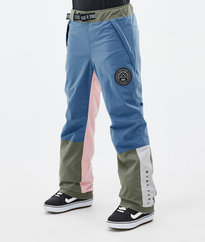Snowboard Pants Women Blue Steel/Light Grey/Soft Pink/Greenish