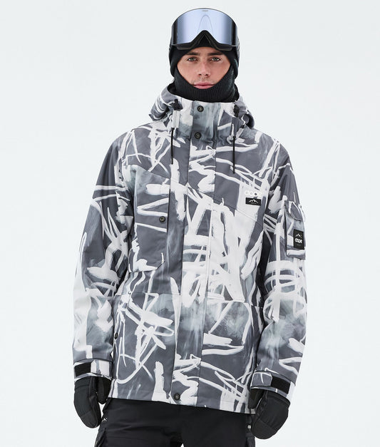 Snowboard Jacket Men Scribble Black