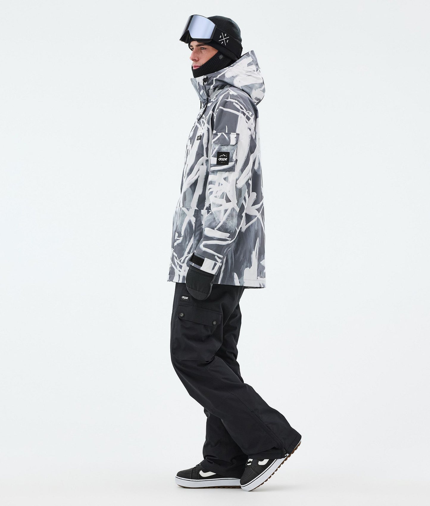 Snowboard Jacket Men Scribble Black