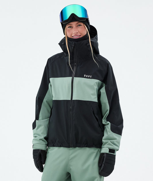 Snowboard Jacket Women Stripe Black/Faded Green