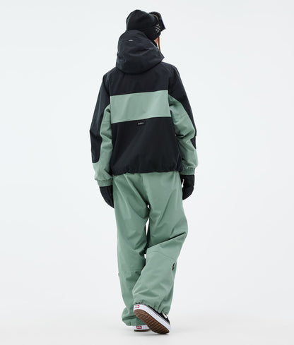 Snowboard Jacket Women Stripe Black/Faded Green