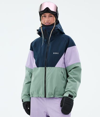 Snowboard Jacket Women Sport Black/Soft Pink/Bottle Green