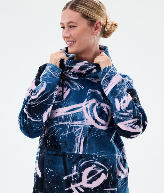 Fleece Hoodie Women Carvings Pink