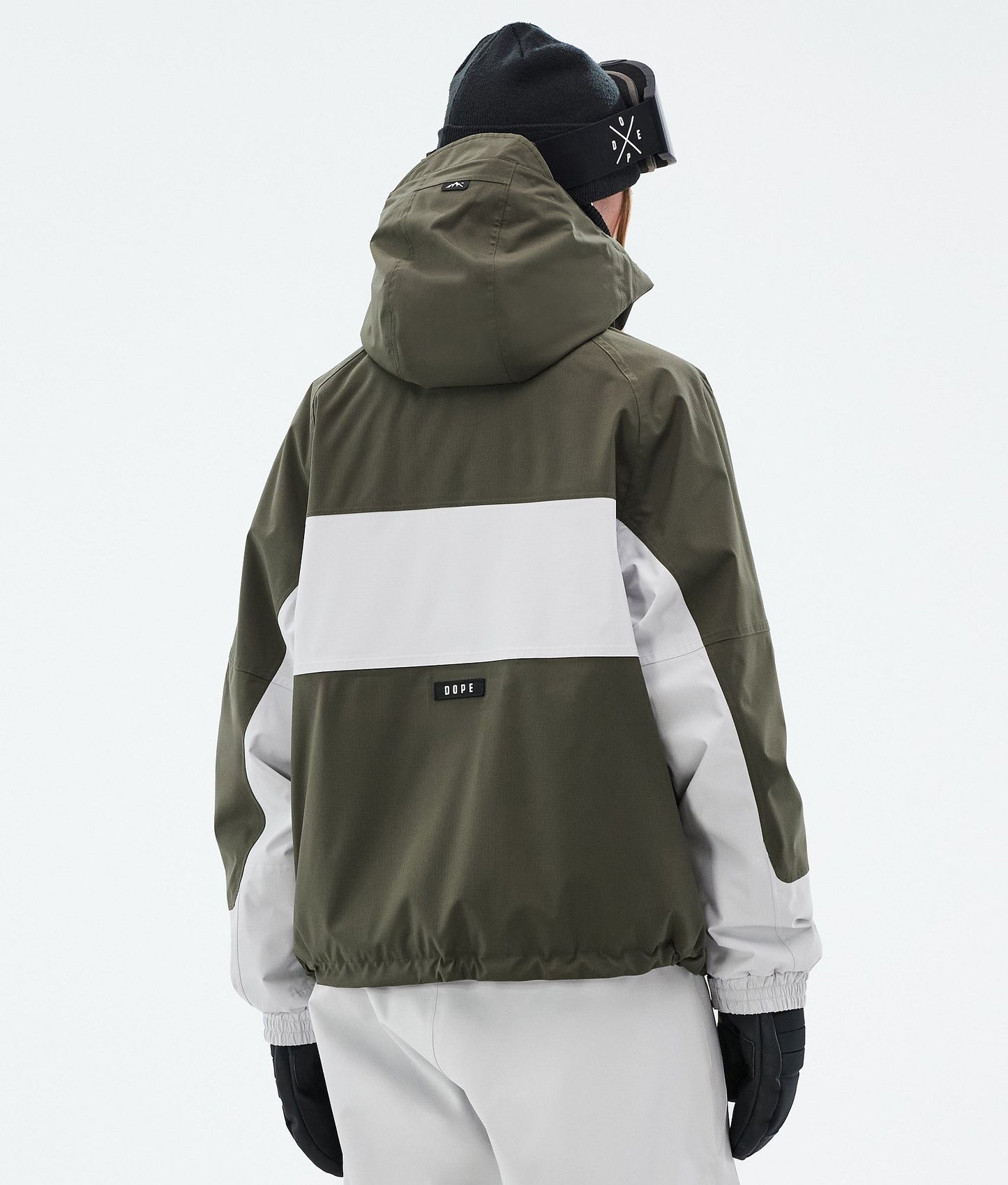 Snowboard Jacket Women Stripe Olive Green/Light Grey